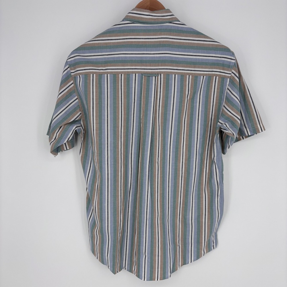 Vintage Eddie Bauer Short Sleeve Northwest Chambray Shirt Mens M Blue Striped - Picture 6 of 7